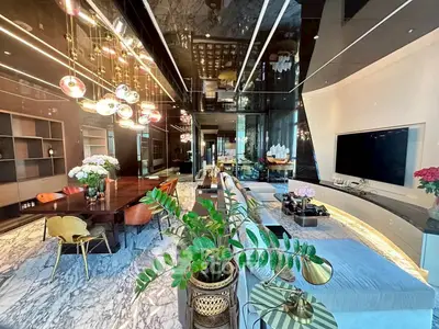 Luxurious modern living room with elegant decor and spacious layout