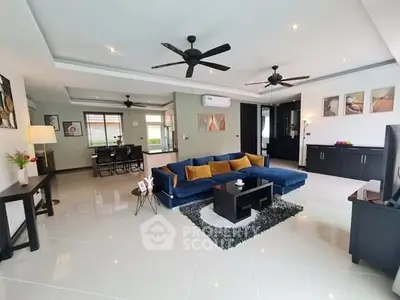 Spacious modern living room with elegant decor and open layout