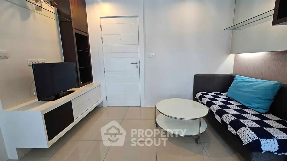 Modern living room with sleek furniture and stylish decor