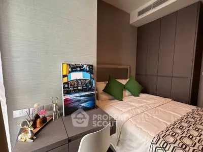 Modern bedroom with stylish decor and cozy ambiance