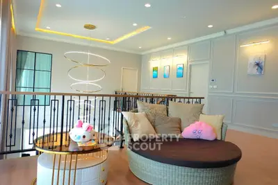 Luxurious living room with modern decor and elegant lighting