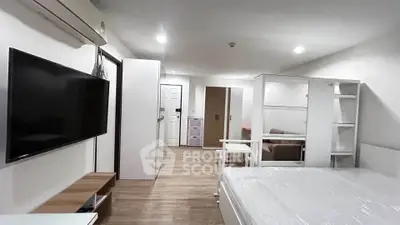 Modern studio apartment with sleek furnishings and open layout