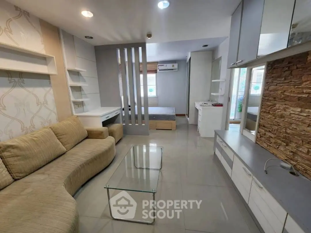 Modern studio apartment with stylish decor and open layout