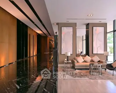 Luxurious modern living room with elegant decor and ample natural light