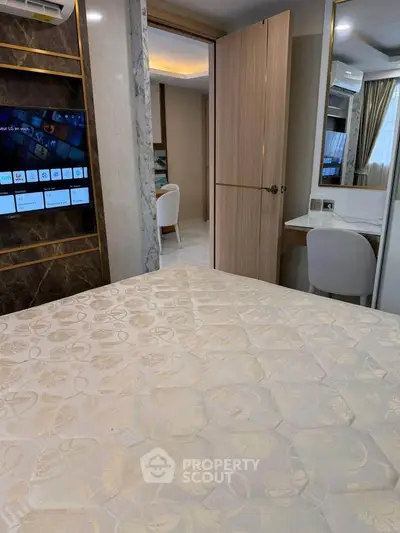 Luxurious bedroom with elegant decor and modern amenities