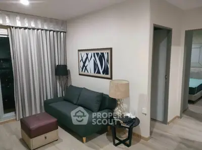 Modern living room with stylish decor and cozy seating area