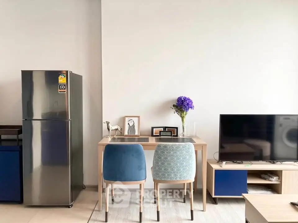 Modern living room with sleek furniture and stylish decor