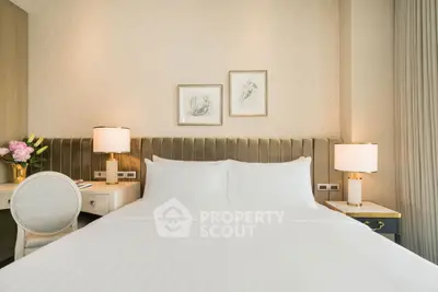 Luxurious bedroom with elegant decor and cozy lighting, perfect for relaxation and comfort.