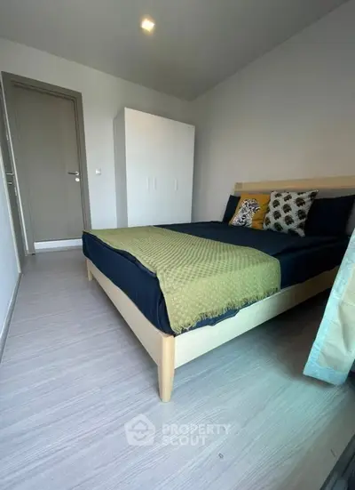 Modern bedroom with stylish decor and cozy ambiance