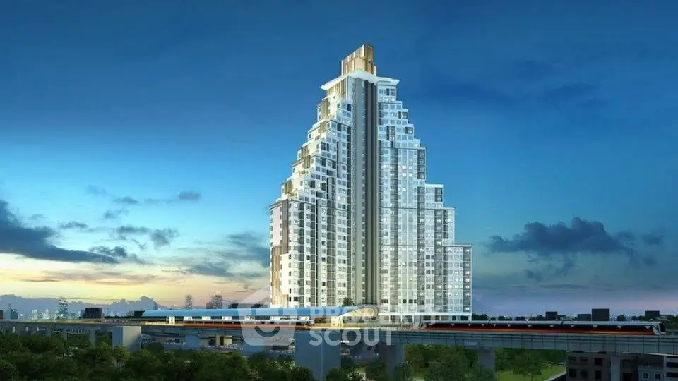 Stunning modern high-rise building with unique architectural design and panoramic city views.