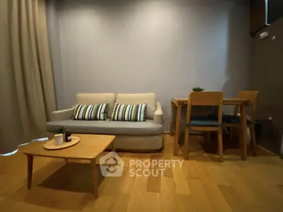 Cozy living room with modern furniture and wooden flooring