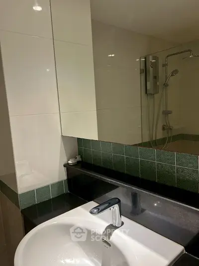 Modern bathroom with sleek fixtures and stylish shower design