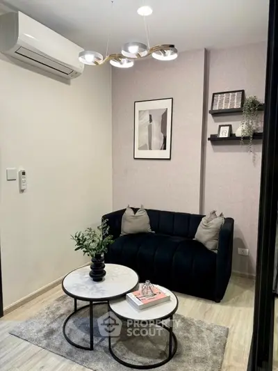 Chic modern living room with stylish decor and cozy seating