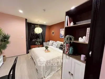 Chic and cozy bedroom with modern decor and stylish lighting, perfect for relaxation and comfort.