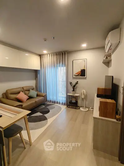 Modern living room with stylish decor and natural light