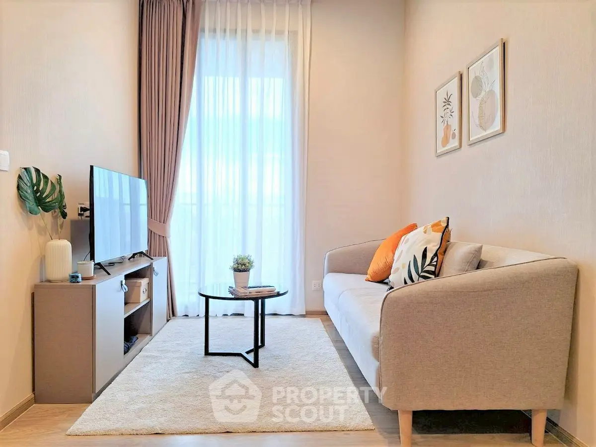 Cozy living room with modern decor and natural light