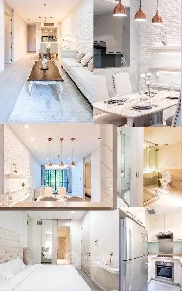 Luxurious modern apartment interior with elegant living room, stylish kitchen, and cozy bedroom.