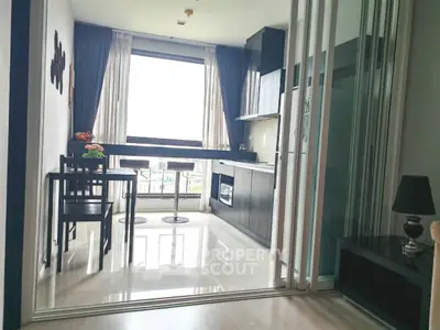 Modern kitchen with open layout and large window view