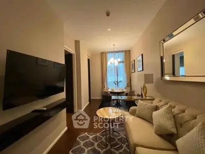 Elegant living room with modern decor and cozy seating area