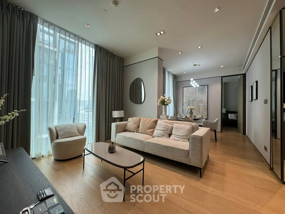 Luxurious modern living room with elegant decor and natural light