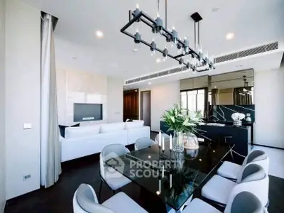 Luxurious modern living room with elegant dining area and stylish decor