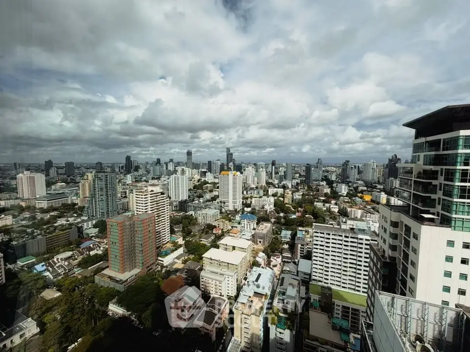 Stunning panoramic cityscape view from a high-rise building, showcasing urban skyline and vibrant city life.