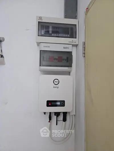 Modern electrical panel setup in a residential property showcasing advanced energy management.