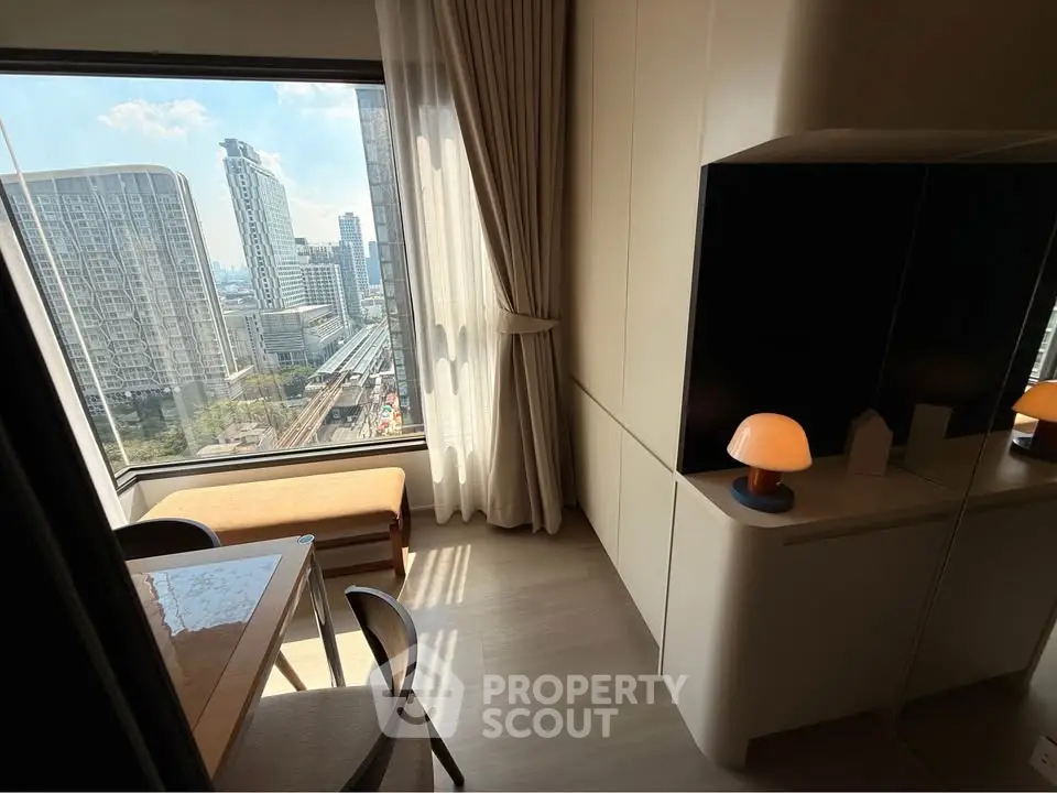 Modern apartment with stunning city view and stylish interior design