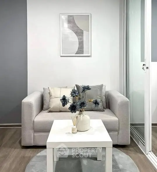 Modern living room with stylish sofa and elegant decor