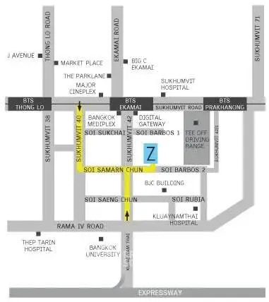 Map showing prime real estate locations near BTS stations in Bangkok.