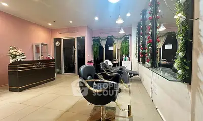 Chic salon interior with stylish chairs and elegant decor, perfect for a beauty business.
