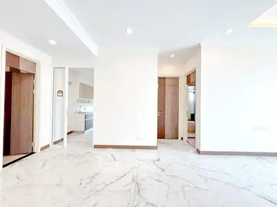 Spacious modern apartment with marble flooring and open layout