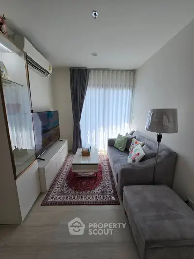 Cozy living room with modern decor and natural light