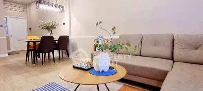 Stylish living room with modern decor and cozy seating area
