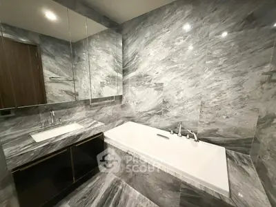 Luxurious marble bathroom with sleek design and modern fixtures