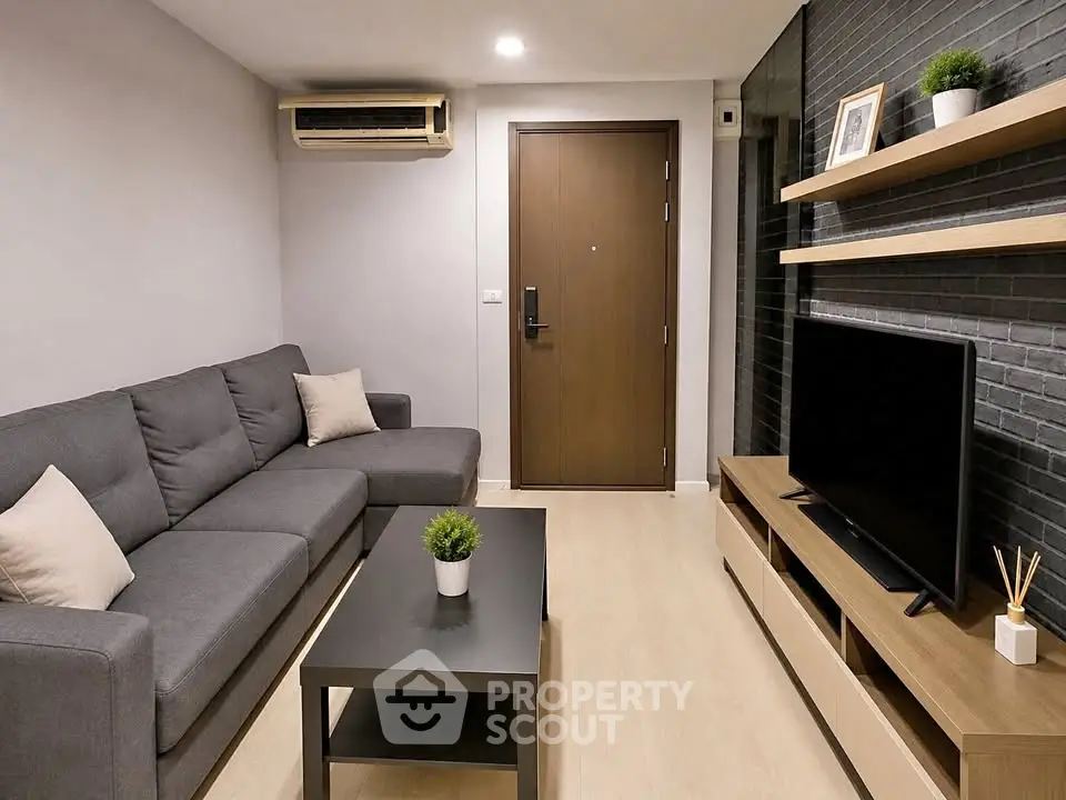 Modern living room with sleek furniture and stylish decor