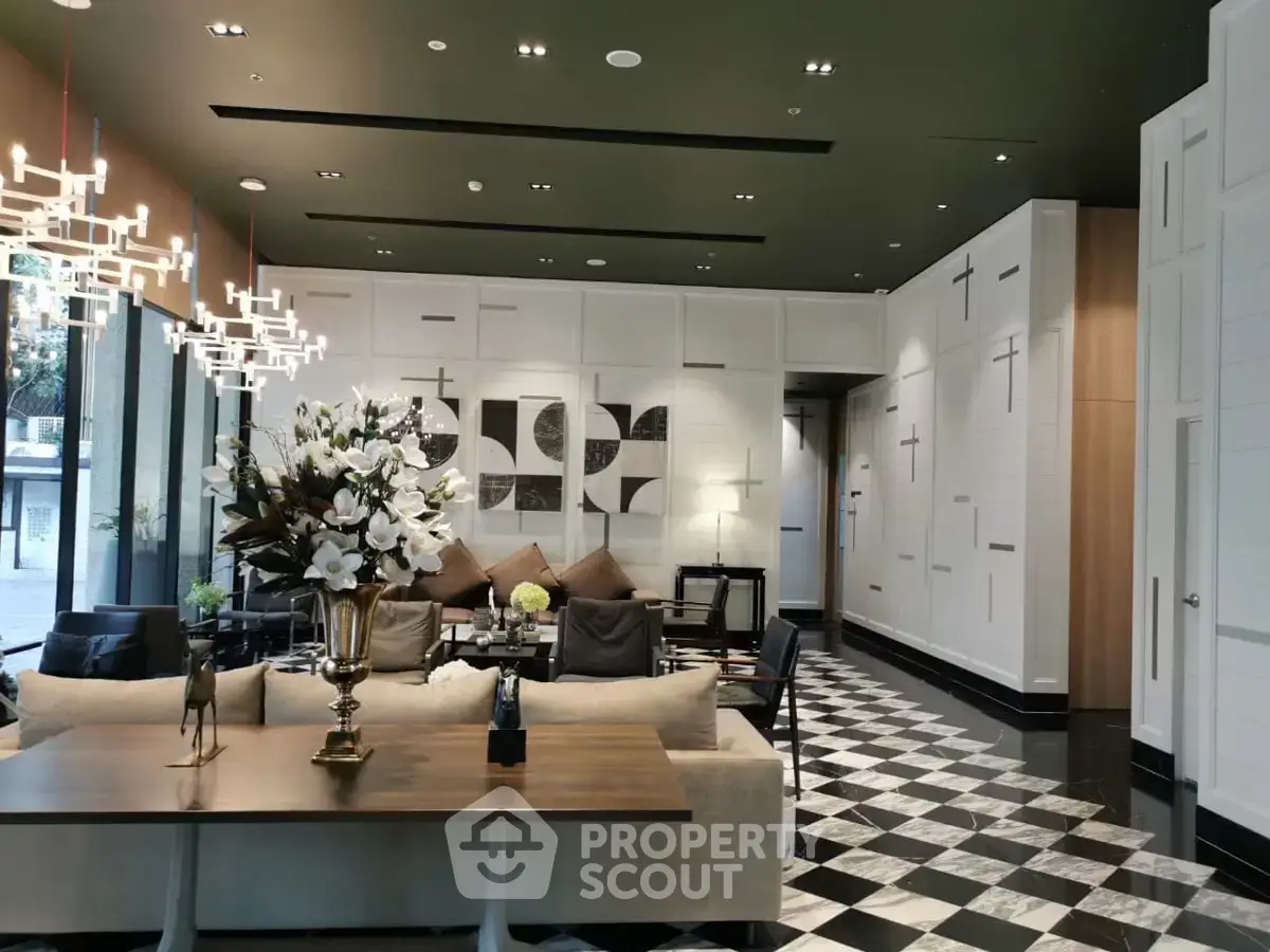 Luxurious modern living room with elegant decor and stylish lighting