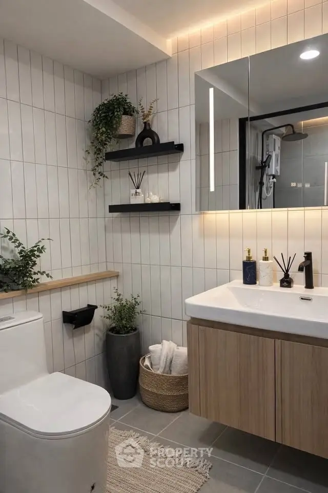 Modern bathroom with sleek fixtures and stylish decor