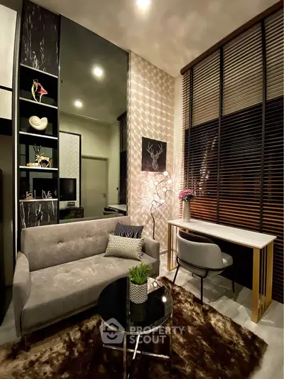 Stylish modern living room with cozy sofa and elegant decor