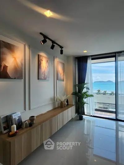 Stunning living room with ocean view and elegant decor