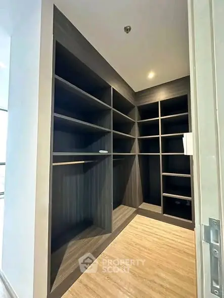 Spacious walk-in closet with modern shelving and ample storage space