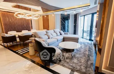 Luxurious modern living room with elegant furniture and stylish lighting
