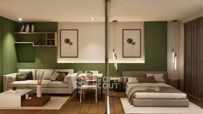 Modern studio apartment with stylish decor and open layout