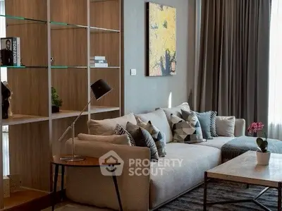 Modern living room with stylish decor and cozy seating area