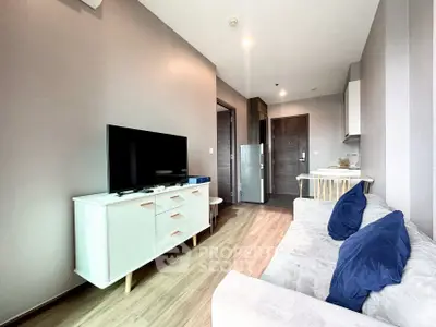 Modern living room with sleek furniture and stylish decor