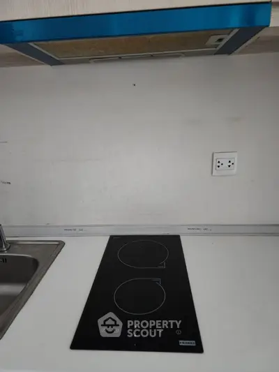 Modern kitchen with sleek induction cooktop and stainless steel sink, perfect for contemporary living.