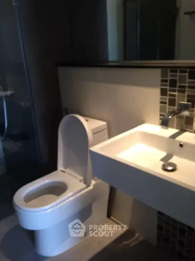 Modern bathroom with sleek fixtures and contemporary design