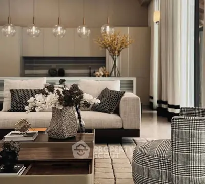 Luxurious modern living room with elegant decor and stylish furniture