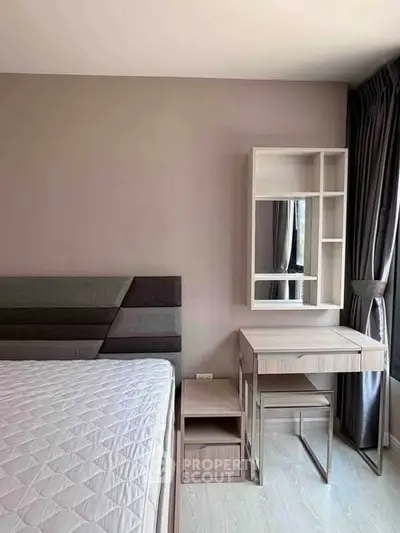 Modern bedroom with stylish furniture and natural light