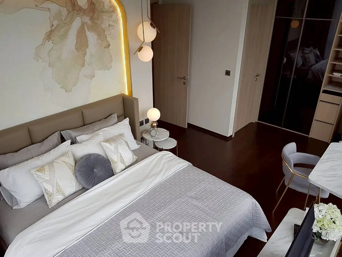 Luxurious modern bedroom with elegant decor and stylish furniture